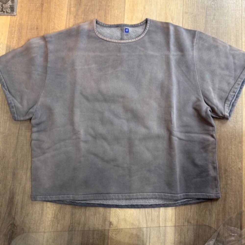 NEW Yeezy Gap Gray Yoke Tee Men Size Small Fleece Yoke Short Sleeve YZY GAP
